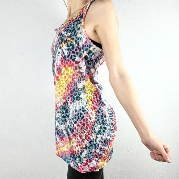 OP |🌈🐆Rainbow Cheetah Print Knotted Racerback Long Tank Top - Picture 3 of 12
